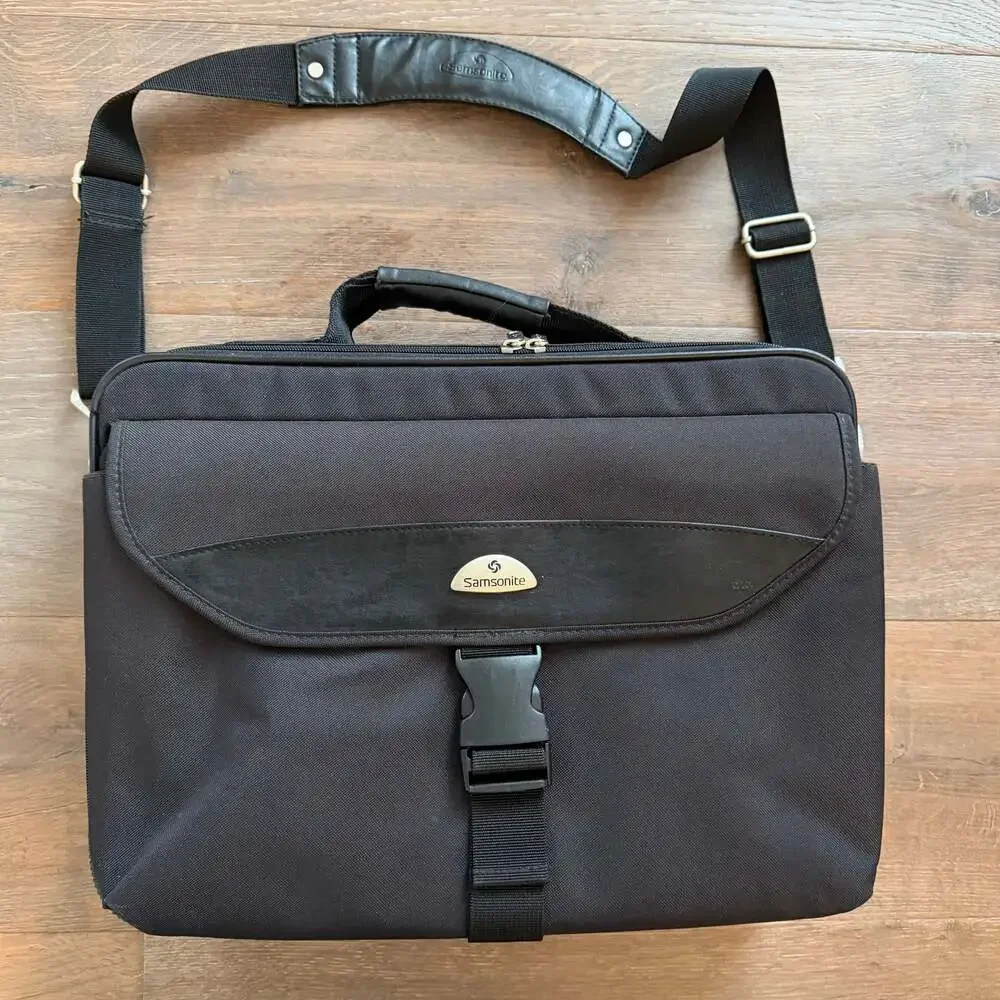 Samsonite Black Nylon Laptop Briefcase Business Travel Messenger Bag